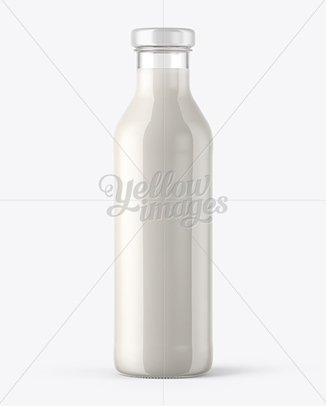 Clear Glass Milk Bottle Mockup