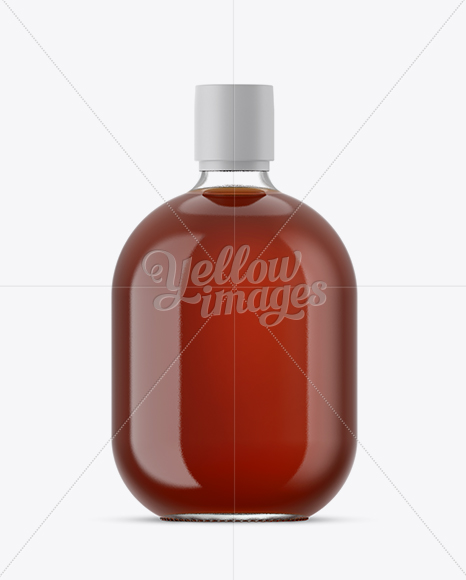 Clear Glass Bottle With Cognac Mockup