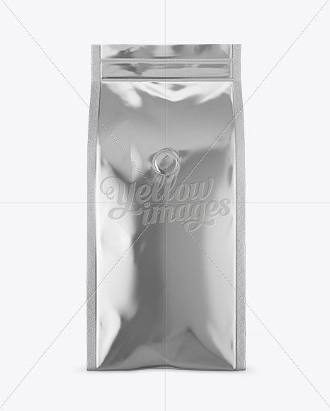 Metallic Coffee Bag With Valve Mockup - Front View