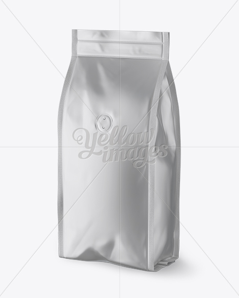 Matte Metallic Coffee Bag With Valve Mockup - Halfside View - Free