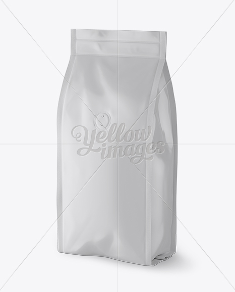 Matte Coffee Bag With Valve Mockup - Halfside View - Free Download