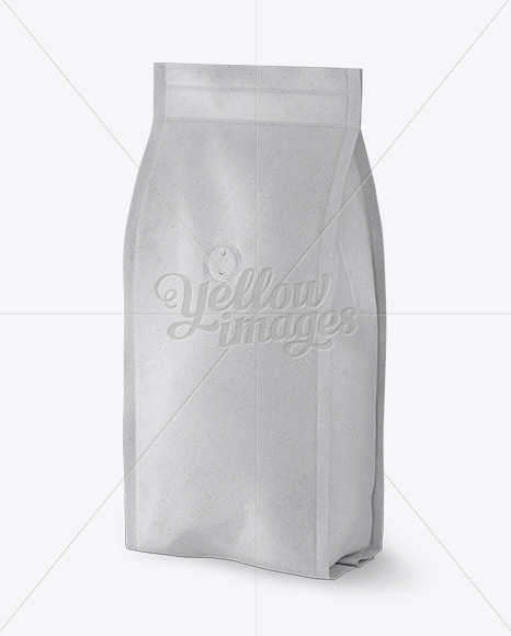 Kraft Paper Coffee Bag With Valve Mockup - Half Side View