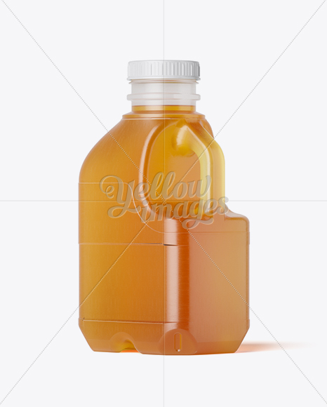 Frosted Plastic Jug With Honey Mockup - Back Half Side View