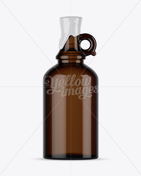 Dark Amber Glass Bottle With Handle &amp; Wax Top Mockup