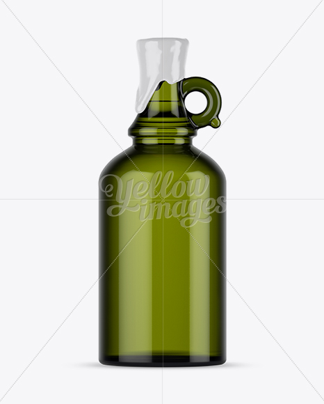 Green Glass Bottle With Handle & Wax Top Mockup