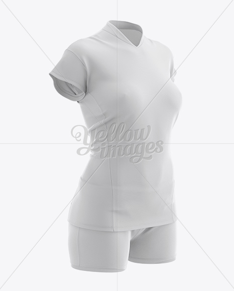 Women’s Volleyball Kit with V-Neck Jersey Mockup - Half Side View