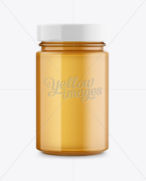 Glass Jar with Honey Mockup - Front View