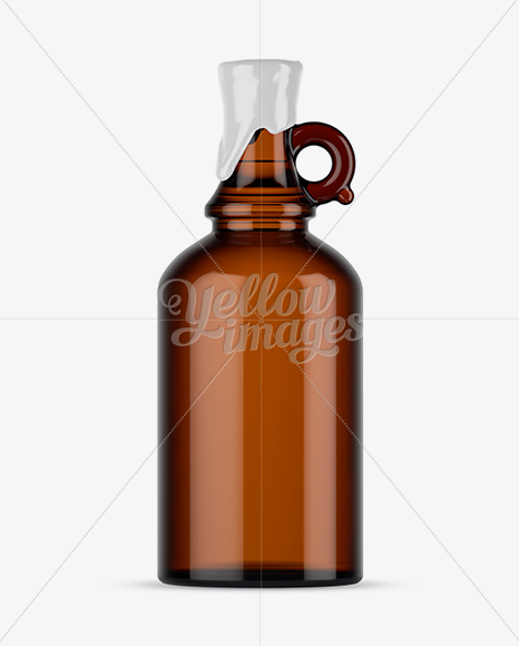 Amber Glass Bottle With Handle & Wax Top Mockup