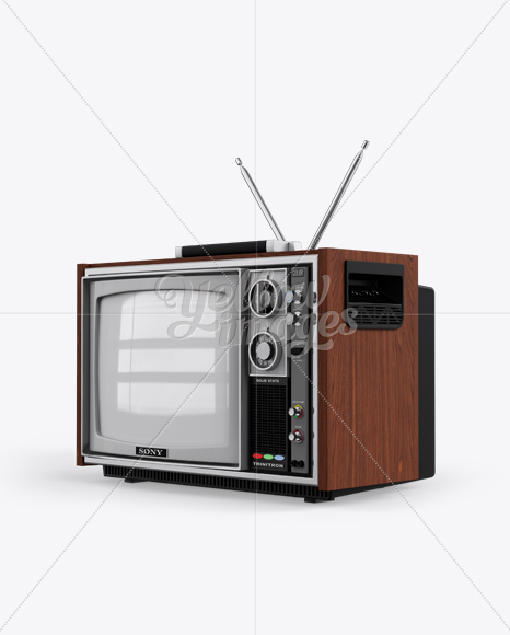 Sony 1300E Vintage Tv Mockup - Half Side View