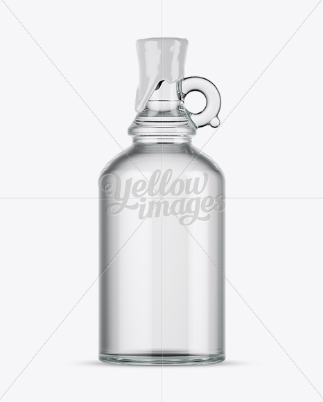 Clear Glass Bottle With Handle &amp; Wax Top Mockup