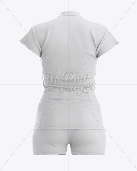 Women’s Volleyball Kit with V-Neck Jersey Mockup - Back View