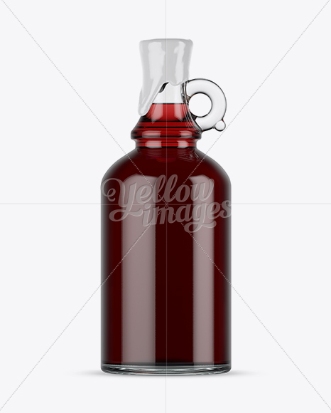 Red Wine Glass Bottle With Handle & Wax Top Mockup