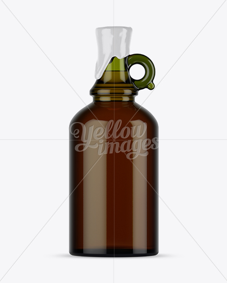 Green Glass Whiskey Bottle With Handle & Wax Top Mockup