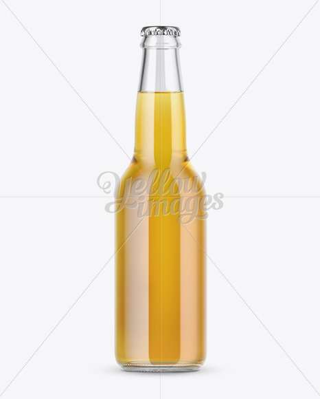 Clear Glass Bottle With Lager Beer Mockup