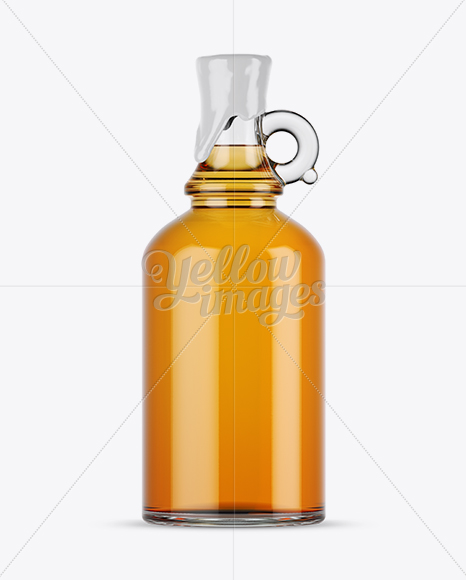 Clear Glass Whiskey Bottle With Handle & Wax Top Mockup