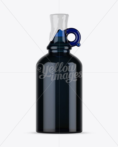 Blue Glass Bottle With Handle & Wax Top Mockup