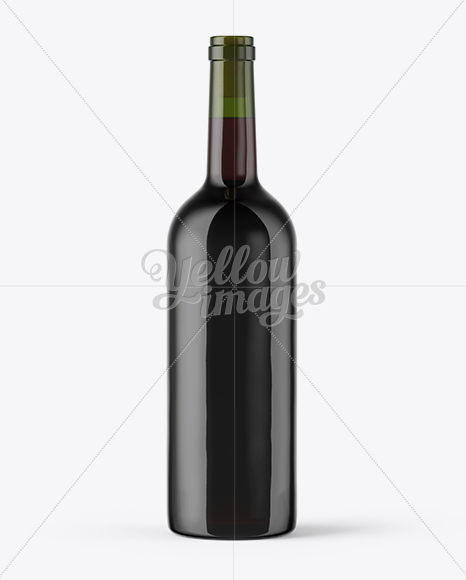 Green Glass Red Wine Bottle With Cork Mockup