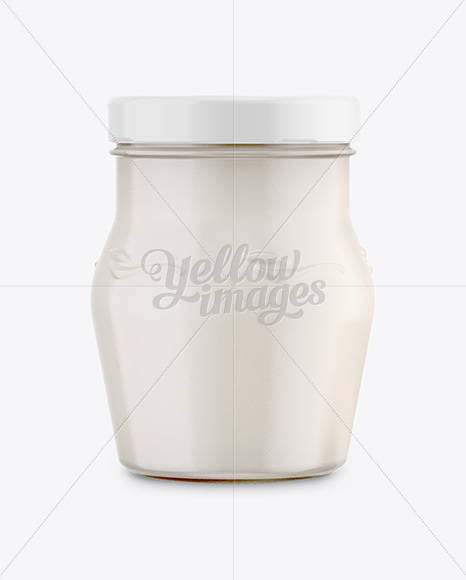 500g Glass Jar with Cheese Mockup - Front View