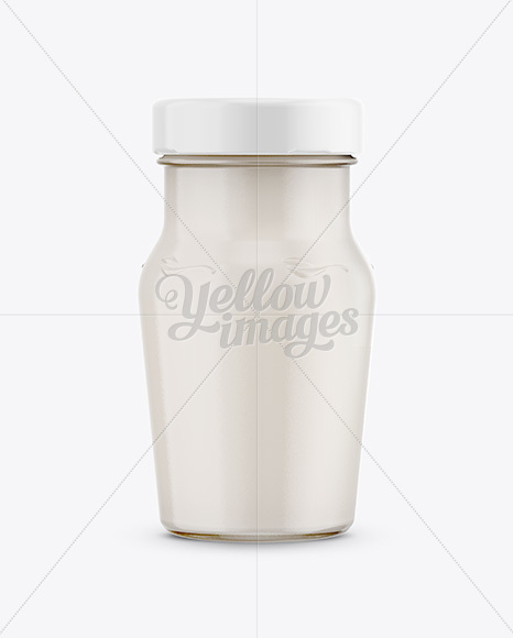 240g Glass Jar with Cheese Mockup - Front View