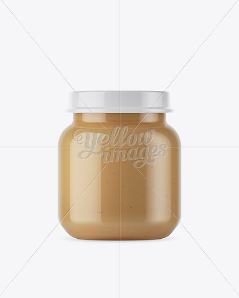 Baby Food Apple Puree Small Jar Mockup - Front View - Free Download