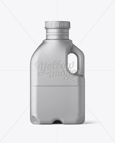 Metallic Jug With Paper Label Mockup - Side View