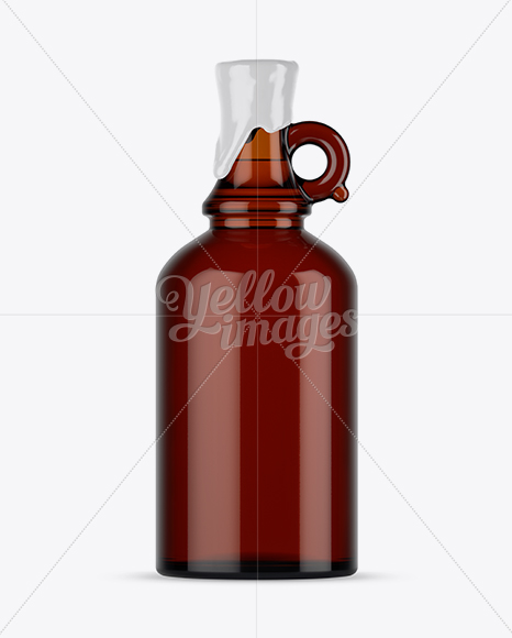 Amber Glass Bottle With Handle &amp; Wax Top Mockup