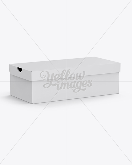 Paper Shoes Box Mockup - Half Side View (High-Angle Shot)