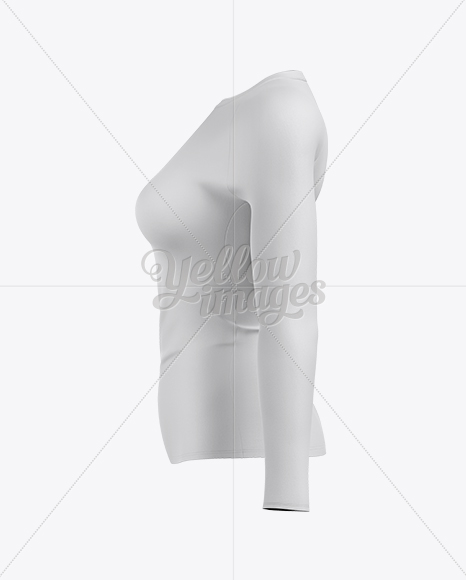 Women’s Baseball T-shirt with Long Sleeves Mockup - Side View