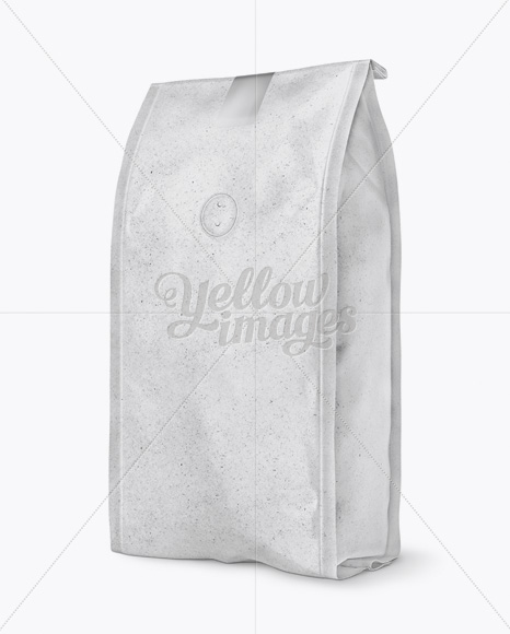 Kraft Paper Coffee Bag With Valve Mockup - Half Side View