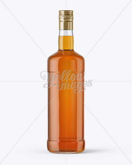 Clear Glass Bottle with Whiskey Mockup