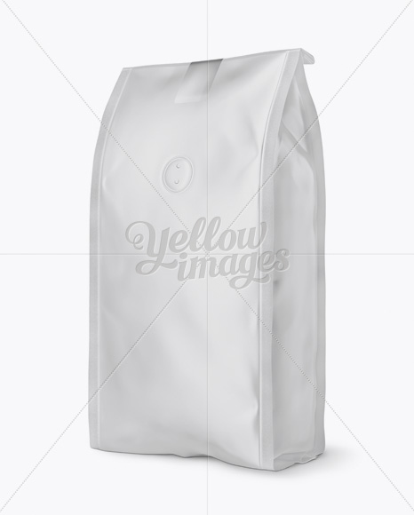 Matte Coffee Bag With Valve Mockup - Half Side View