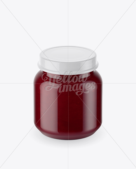 Baby Food Plum Puree Small Jar Mockup (High Angle Shot)