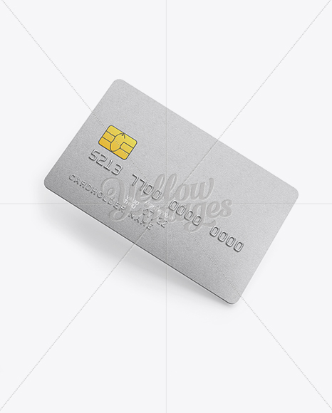 Metal Credit Card Mockup - Half-Turned View (High-Angle Shot)