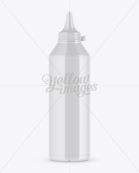 Glossy Plastic Sauce Bottle With Spout Cap Mockup