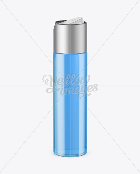 Clear Plastic Bottle 100ml Mockup - Side View (High Angle Shot)