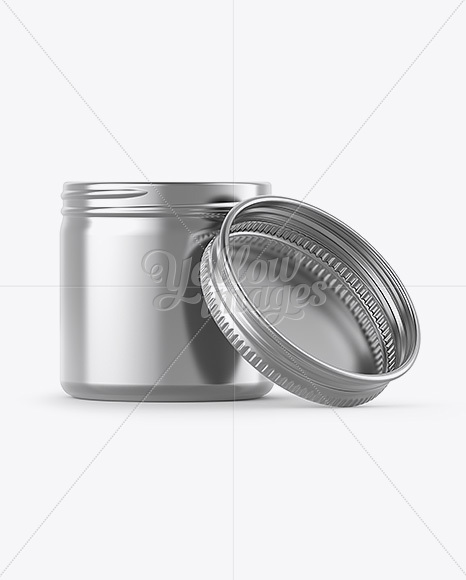 50ml Open Metallic Round Tin Box Mockup - Front View