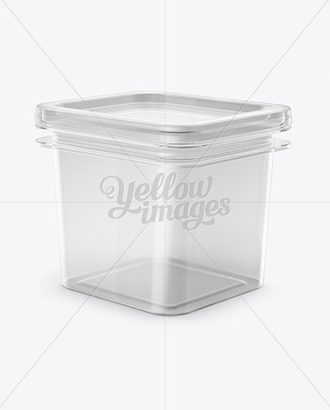 Clear Plastic Container Mockup - Half Side View (High-Angle Shot)