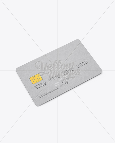 Metal Credit Card Mockup - Halfside View (High-Angle Shot)