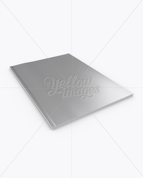 Metallic Catalogue Mockup - Half Side View (High-Angle Shot)