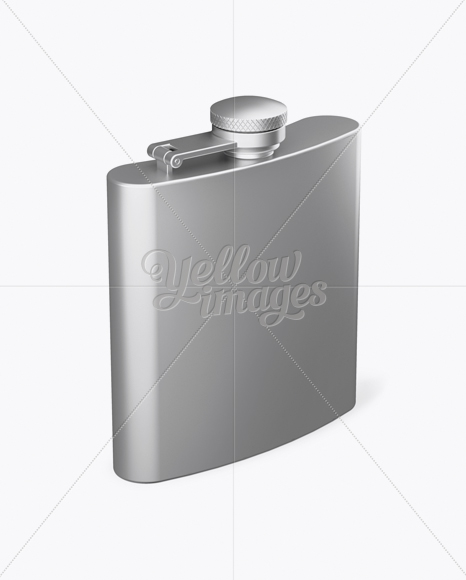 Metal Flask Mockup - Half Side View (High-Angle Shot)