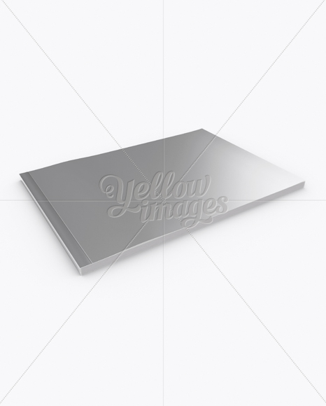 Metallic Catalogue Mockup - Half Side View (High-Angle Shot)