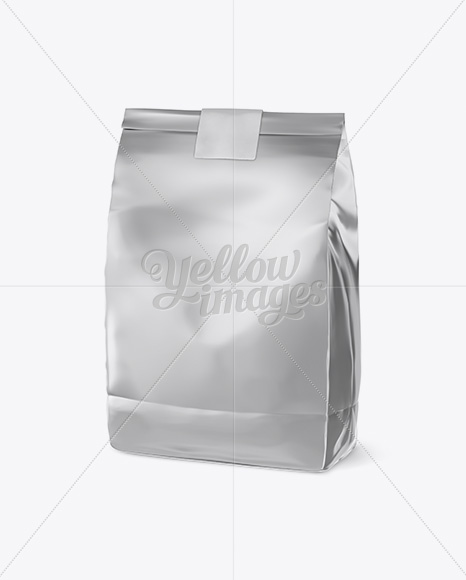 Metallic Snack Bag With Label Mockup - Half Side View Metallic Snack Bag With Label Mockup - Half Side View