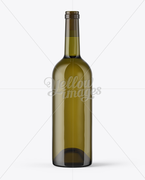 Antique Green Glass Bottle With White Wine Mockup