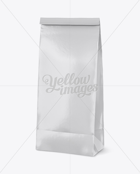 Glossy Paper Snack Bag Mockup - Half Side View