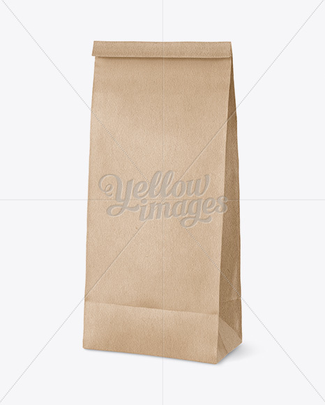 Kraft Paper Snack Bag Mockup - Half Side View