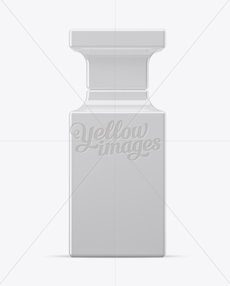 Square Glossy Perfume Bottle Mockup - Front View