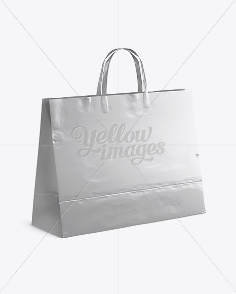 Metallic Paper Shopping Bag Mockup - Halfside View