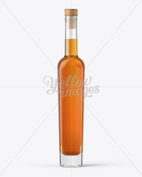 Clear Glass Bottle with Whiskey Mockup