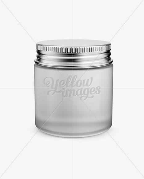 Frosted Glass Cosmetic Jar Mockup - Front View (High Angle Shot)