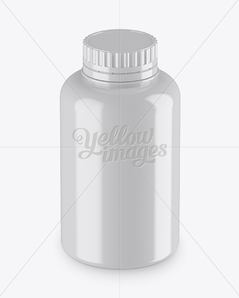 Glossy Plastic Bottle Mockup (High-Angle Shot)